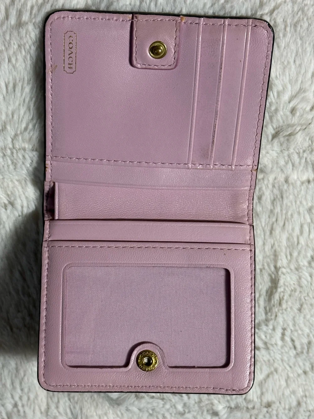 Coach Signature C Black Snap/Zip Card/Coin Wallet w/ Gold Logo